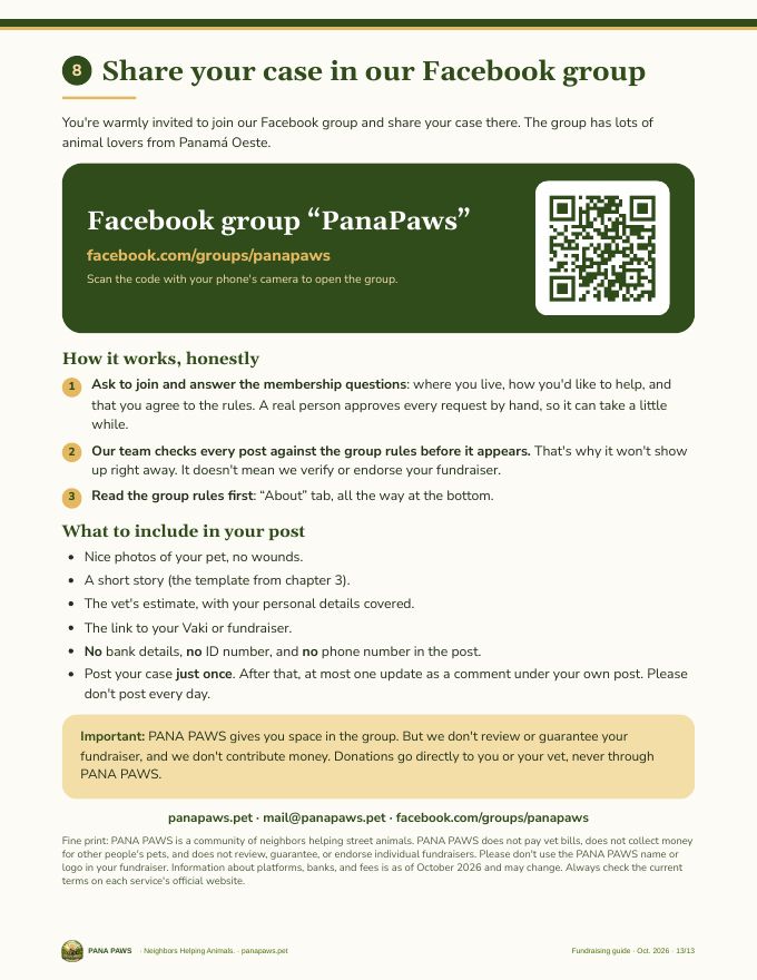 Guide page: share your case in our Facebook group