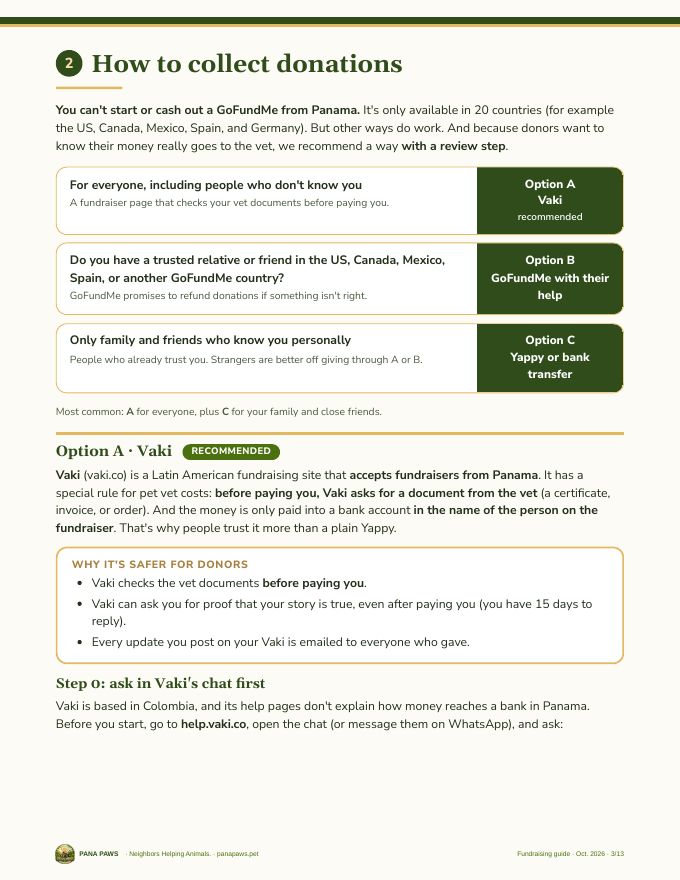 Guide page: how to collect donations